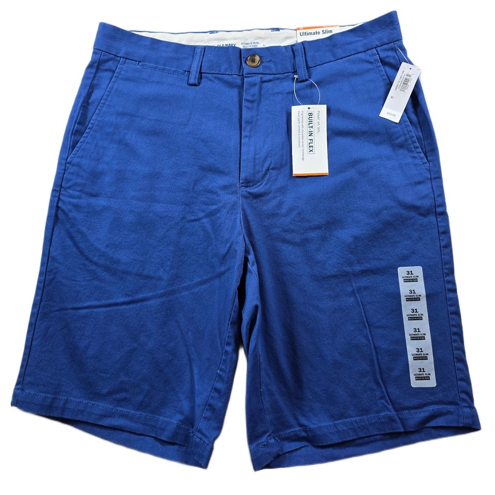 Old Navy Shorts‎ Mens 31 Blue Cotton Stretch Ultimate Slim Flex Chino 10" NEW